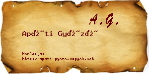Apáti Győző névjegykártya